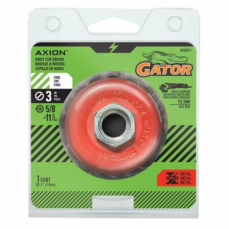 GATOR 3 in. Coarse Knotted Wire Cup Brush Brass Coated Steel 12500 rpm 389871